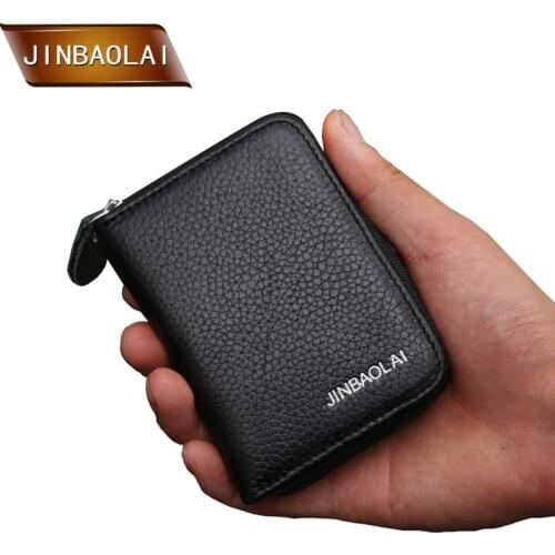 JINBAOLAI 2019 New Design Coin Purse Famous Brand Women Purse Mini Genuine Leather Wallet Small Clutch Coin Pocket Zipper Bag