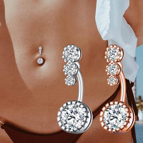 Classic Zircon Belly Button Rings For Women Girls Piercing Navel Ring Bar Drop Dangle Body Belly Navel Fashion Body Jewelry