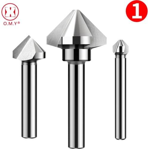 Round shank 6pcs 3 Flute 90 Degree HSS Chamfer Chamfering Cutter End Mill Tool Countersink Drill Bit Set 6.3-20.5MM