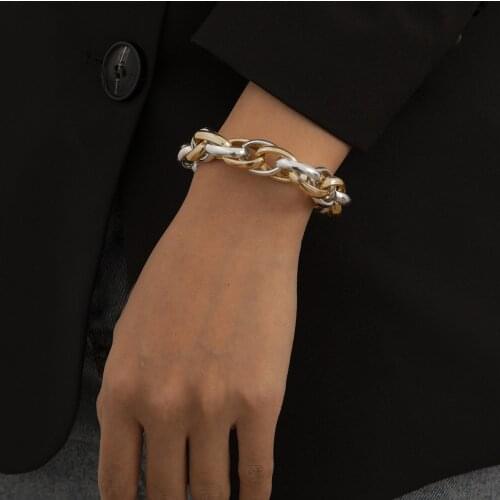 Exaggerated Hip-hop Color Matching Irregular Winding Metal Chain Bracelet Simple Single-layer Hollow O-chain Bracelet Party Gift