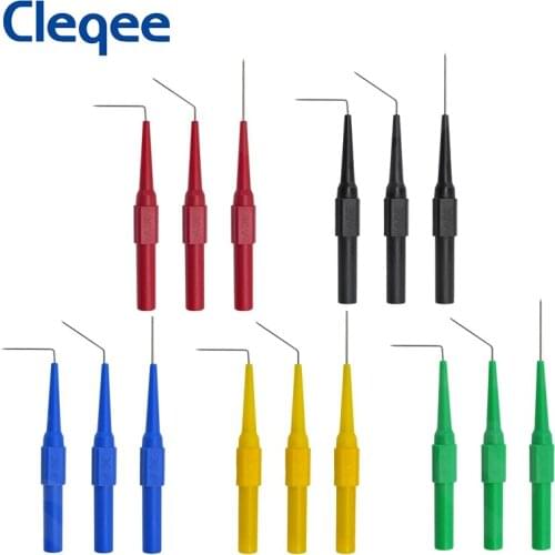 Cleqee P5007 Pro 15PCS Back Probe Kit Straight 90 135 degree Piercing Needles with 4mm Socket Acupuncture Car Tool Kit 30V