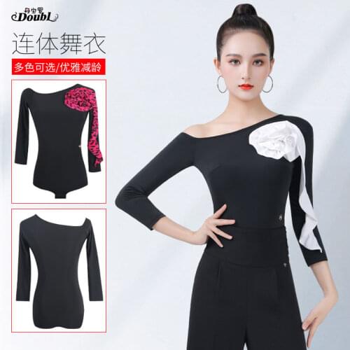 New Latin Clothes Ballroom Dancers Small Shirts Adult Rumba Costumes Oblique Shoulder Modern Dance Tops Summer Sexy Strapless