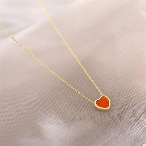 New Fashion Beautiful Luxury Extravagant Red Love Heart Shaped 925 Sterling Silver Jewelry Temperament Pendant Necklaces H520