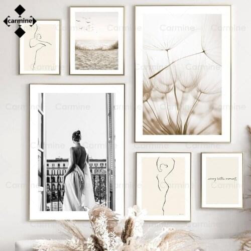 Dandelion Beach Nordic Painting Sexy Women Curvy Quotes Wall Art Canvas Poster and Print Modern Wall Picture for Home Room Decor