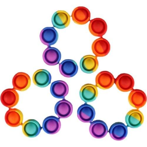 Rainbow Press Decompression Toys Fidget Dimple Diget Bracelet Toy Stress Relief Hand Pops Figet It Toy Soft Silicone Wristband