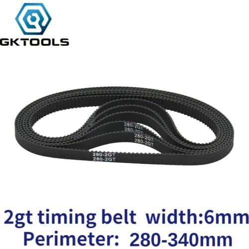 GKTOOLS C-8 3D Printer GT2 6mm Loop Rubber 2GT Closed Timing Belt 280 284 288 294 300 302 308 320 330 336 340mm Length