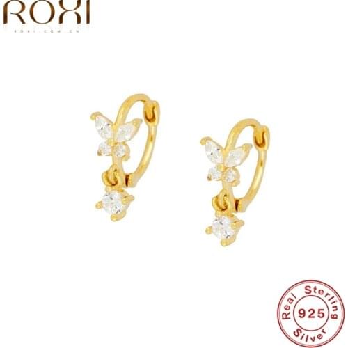 ROXI Lovely Crystals Butterfly Hoop Earrings for Women Girls 925 Sterling Silver Jewelry Unusual Earrings Cartilage Pendientes