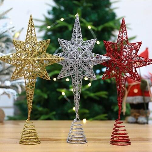1Pc Christmas Eight Pointed Star Tree Topper Party Xmas Tree Ornament Christmas Star Star Christmas Tree Top Star Decorations