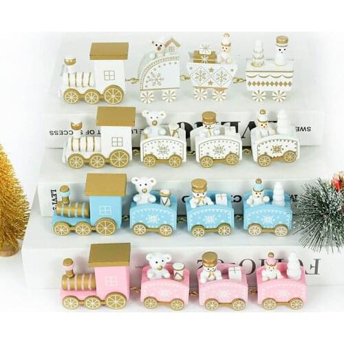 Christmas Wood Train Kids Favor Gift Toy Xmas Ornament DIY Wooden Craft Christmas Home Decoration Navidad Noel 2022 New Year