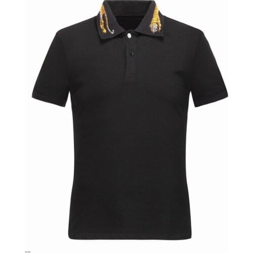 Embroidered New unisex High Yellow Tiger Collar Polo Shirts Shirt Hip Hop Skateboard Cotton Polos Top M-3XL #G1