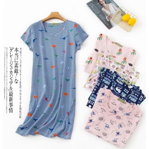 Comfortable Summer Sexy Short Sleeve Night Dress Womens Sleepdress Nightdress For Women Sweet Cute Cartoon Nightgowns Plus Size