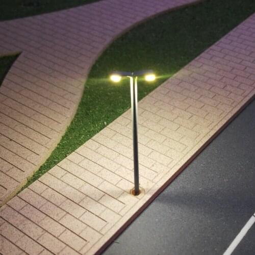 Moss micro-landscape decoration, building courtyard street lamp, sand table model material with lamp, H-type double head lamp