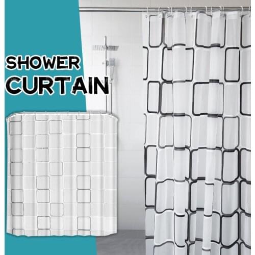 Multi-Size Simple Geometric Print Bathroom Shower Curtain Modern Waterproof Mildew Proof PEVA Environmentally Bath Curtain