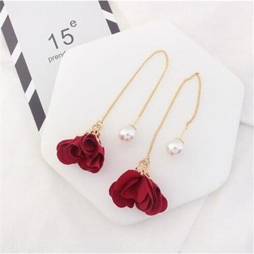 YADA Simple small fresh flowers Earrings Statement Geometry Earring For Women Jewelry Fabric Handmade Earrings femme ER200154