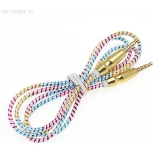 1M 3.5mm round ring HD Jack Auxiliary Audio Cable Male Flat Aux Cable Car player to connect with audio device 50pcs/LOT