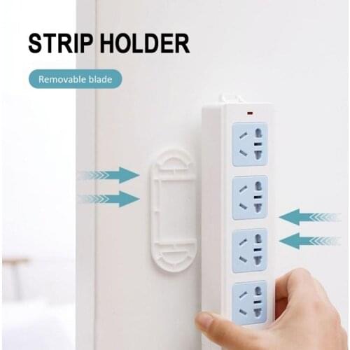 1pcs Wall-Mounted Sticker Self Adhesive Power Strip Patch Panel Holder Plug Strip Board Insert Holder Cable Organizer