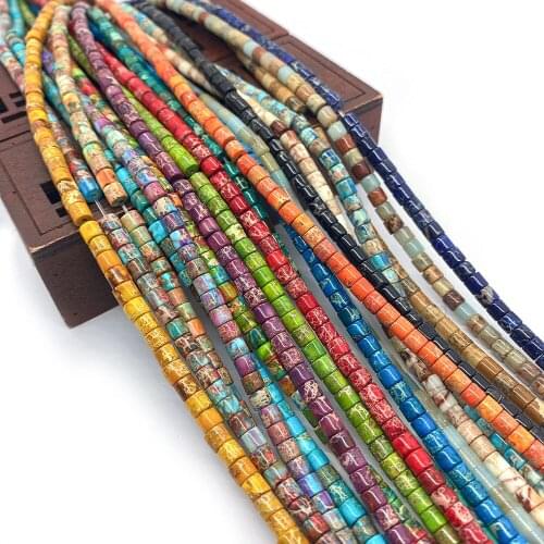 102pcs Natural Emperor Stone Beads Cylindrical Necklace Earrings Charms for Braceletsbeads for Jewelry Making DIY Accessories