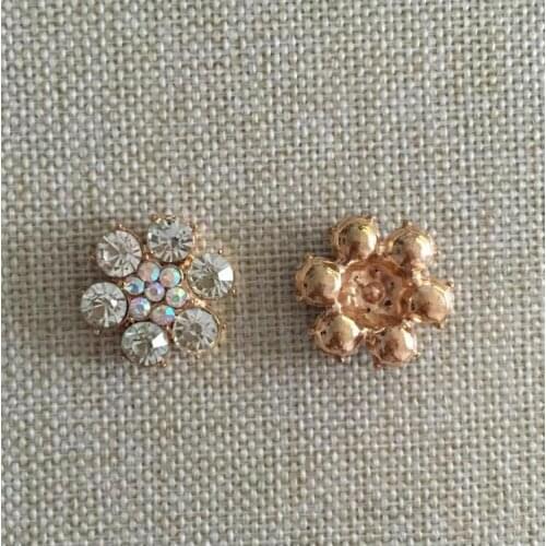 2 Pieces 22mm Gold Crystal AB Rhinestone Button Flat Back Alloy Glass Button For Wedding Dress