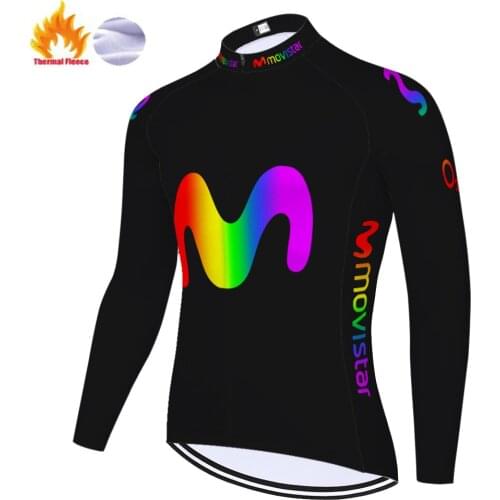 Winter bicycle jersey 2020 Movistar maillot ciclismo hombre TEAM CYCLING Jersey MENS thermal fleece long sleeve jersey