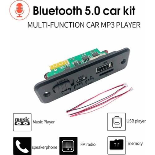 5.0 Car MP3 Player Decoder Board 5V Wireless FM Radio Module TF USB Handsfree Call 2*3W Amplifier Bluetooth-compatible