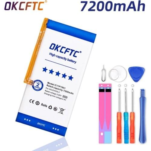 OKCFTC High Capacity C11P1901 ZS660KL I001DB Phone Battery For ASUS ROG 2 Game Phone 7200mAh +Tools