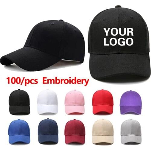 100/Pcs High Quality Wholesale Unisex Adjustable Dad Hat Shade Hip Hop Men Women Baseball Cap With Custom Embroidery Gorras Logo