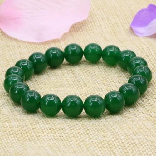 10mm Green Malasiya Natural Stone Chalcedony Jades Round Beads Bracelets for Women High Quality Gifts Jewelry 7.5inch B3169