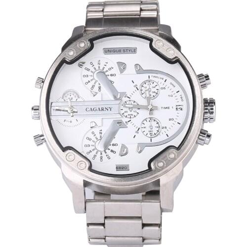 CAGARNY Mens Watches Top Brand Luxury Quartz Watch Men Sport Chronograph Military Leather Strap Male Watches relogio masculino