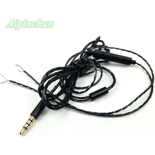 Black Headphone Repair Cable DIY Headset Replacement Wire with Mic Volume Controller 3.5mm 4-Pole Jack