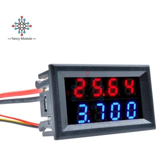 DC100V/200V 10A Digital Voltmeter Ammeter Red Blue 4bit Dual LED Display High Precision Voltage Meter Current Meter with 5 Wires