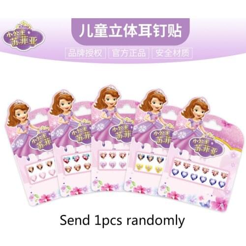 Disney Frozen Princess Childrens Ear Stickers Cartoon Kids Waterproof Dress Up Earrings Diamond Sticker Toys for Children