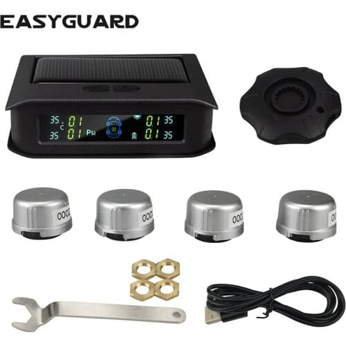 EASYGUARD car TPMS with Solar Panel Display 0-3.5bar/0-50PSI PSI or Bar DC12V (External Sensor T168W)