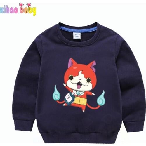 Boys Cotton Sweatshirt Yo-kai Watch Print Clothes Childrens Sweatshirts For Teen Baby Girls Long Sleeve T Shirt Kids Top Tee
