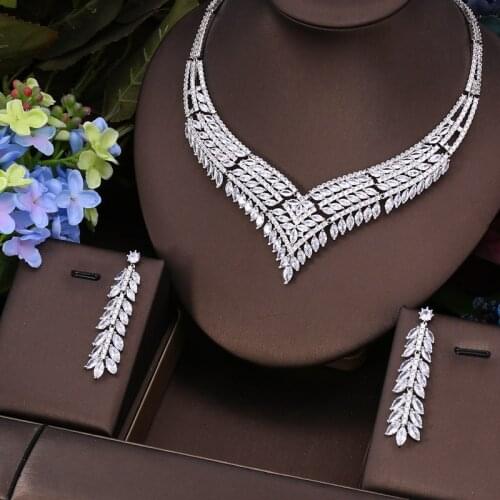 Janekelly 2pcs Bridal Zirconia Full Jewelry Sets For Women Party, Luxury Dubai Nigeria CZ Crystal Wedding Jewelry Sets