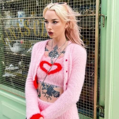 KLALIEN Fashion Elegant Cute Sweet Pink College Style Soft Slim Cardigan Sweater Women Autumn Warm Streetwear Wild Basic Top