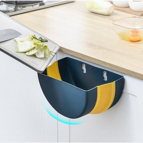 Waste Bin Hanging Trash Can Bin Cabinet Door Toilet Waste Storage Box Mounted Folding Bathroom Cute Home Baskets Cleaning Tool