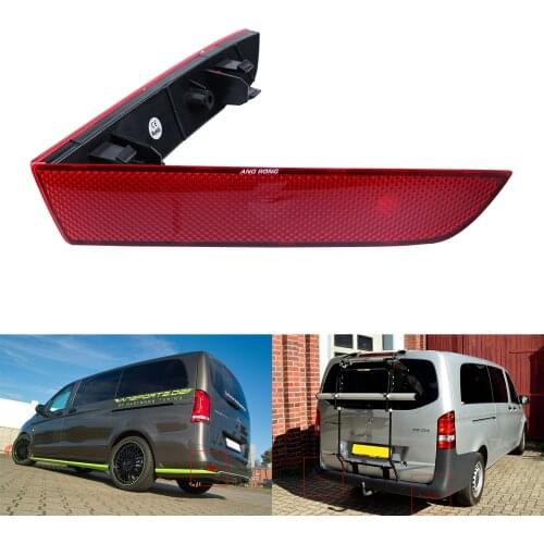 ANGRONG Red Lens Rear Bumper Reflector No Light For Mercedes Benz W447 Vito V-Class 2014-19