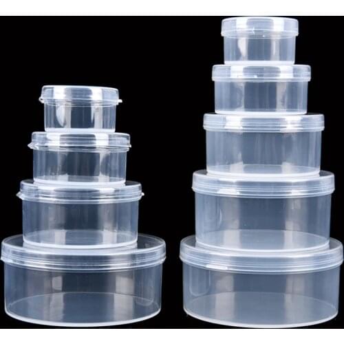 Round plastic box highly transparent for Storage Jewelry Pill Chip Organizer Container Case Nail Art Battery Boxes Waterproof