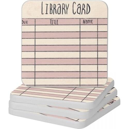 Library Card Diatomite Square Round Coaster Non Slip Cup Bonsai Mat Soap Toothbrush Pad Diameter 10cm