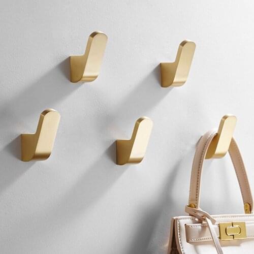 Brass Bathroom Hooks Gold Creative Kitchen Lavatory Wall Mounted Bath Door Coat Robe Hook Hat Key Towel Hanger Bathroom Hardware