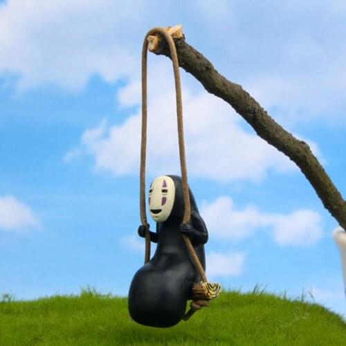 Cute Anime No Face Man Action Figure Model DIY Gardening Landscape Doll Toy Car Pendant For Kids Birthday Gifts