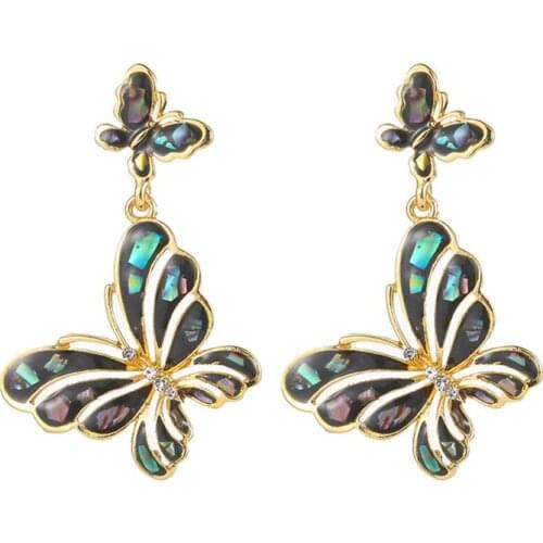 Fashion Enamel Butterfly Dangle Earrings Jewelry Women Indian Statement Long Earrings For Women Party 2020