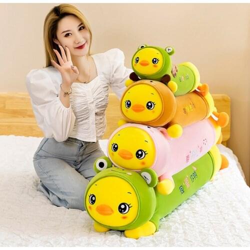 60/75/95/115cm Soft Duck Cartoon Pillow Cushion Cute Duck Plush Toy Stuffed Cushion Lovely Kids Birthyday Gift