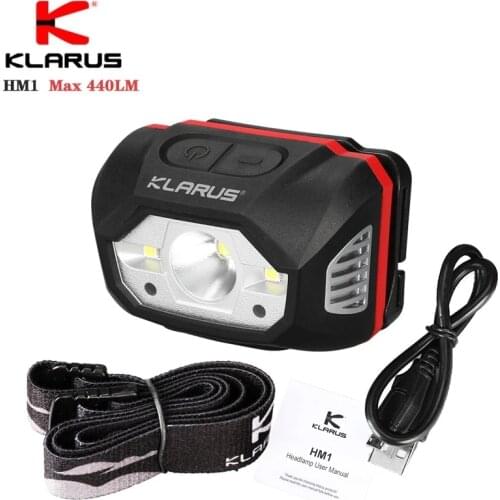 Klarus HM1 Smart-Sensing High-Output Headlamp 440LM Output USB Charging Waterproof Headlight for Hiking , Climbing , Cycling