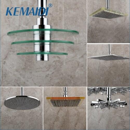 KEMAIDI Solid Brass Bathroom Shower Head Rainfall Square Stainless Steel Shower Head Bathroom Shower Wall Mount Overhead