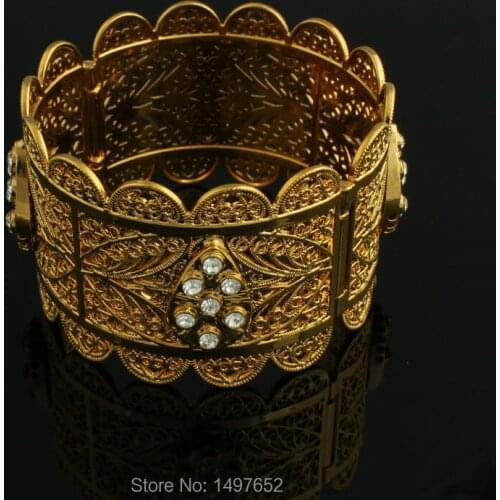 New FashionWomen Bangles Gold Color Crystal Bracelet Ethiopian Dubai Jewelry African/Sudan/Israel Item