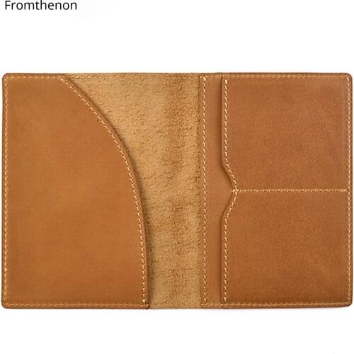 Fromthenon Vintage Leather Passport Holder Notebook Cover Korean Travel Document Case Business Pocket Air Ticket Protective Case