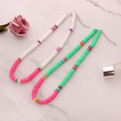 Trendy Soft Ceramic Chain Necklaces For Women Teens Girls Colorful Sweet Collar Necklaces Beach Party Summer Fashion Jewelry