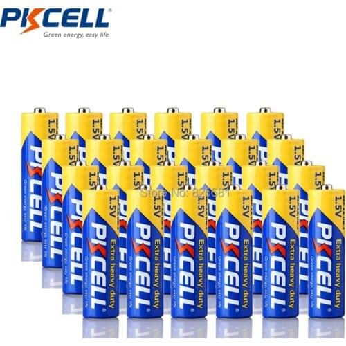 PKCELL 24Pcs AA Battery Super Heavy Duty R6P UM3 MN1500 E91 105min aa Baterai 1.5V Kering Tugas Super Berat For Clock