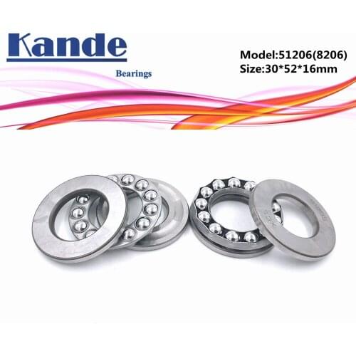 Kande 51206 8206 30x52x16 bearing 2pcs Flat Thrust Ball Bearing Axial thrust bearing 51206